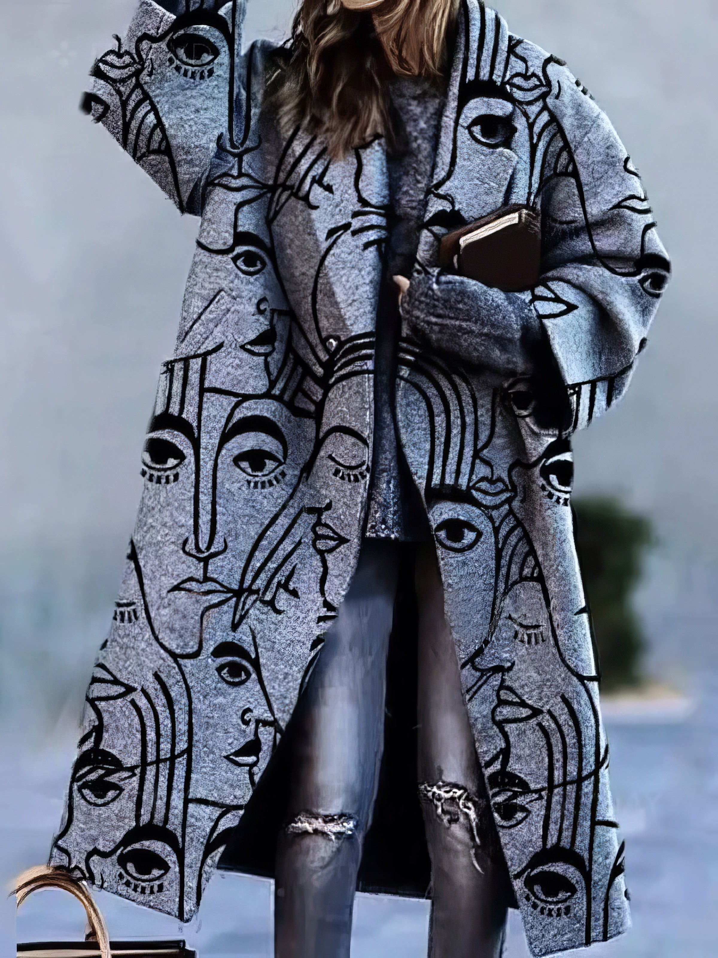 Aerith | Women's Wool Coat - Colorful Printed Long Coat for Winter Style and Warmth
