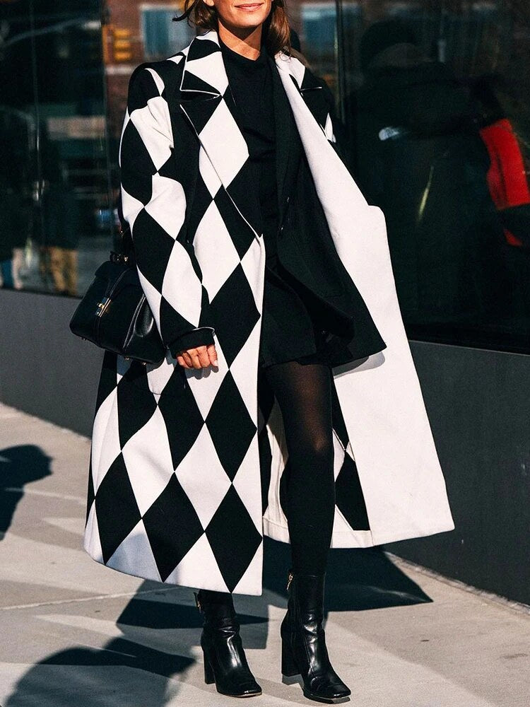 Aerith | Women's Wool Coat - Colorful Printed Long Coat for Winter Style and Warmth