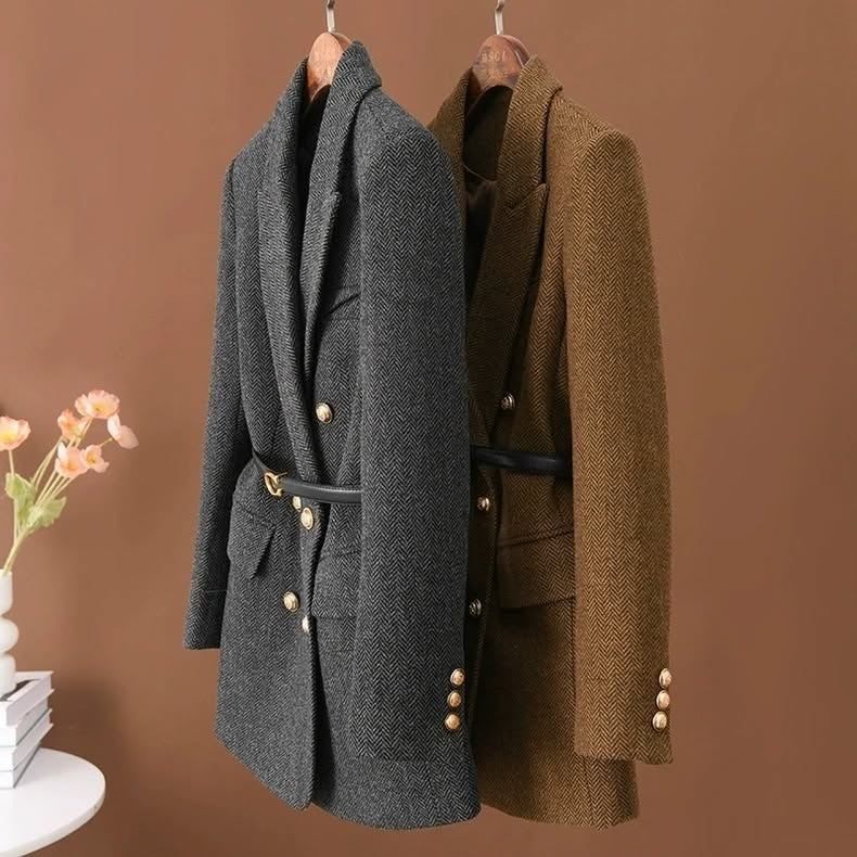 Linde | Luxe tweeknoops tweedjas – elegant getailleerd jasje voor op kantoor, casual en winter