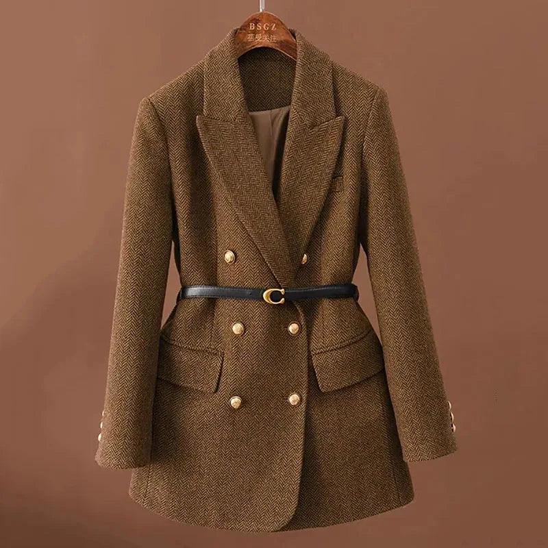 Linde | Luxe tweeknoops tweedjas – elegant getailleerd jasje voor op kantoor, casual en winter