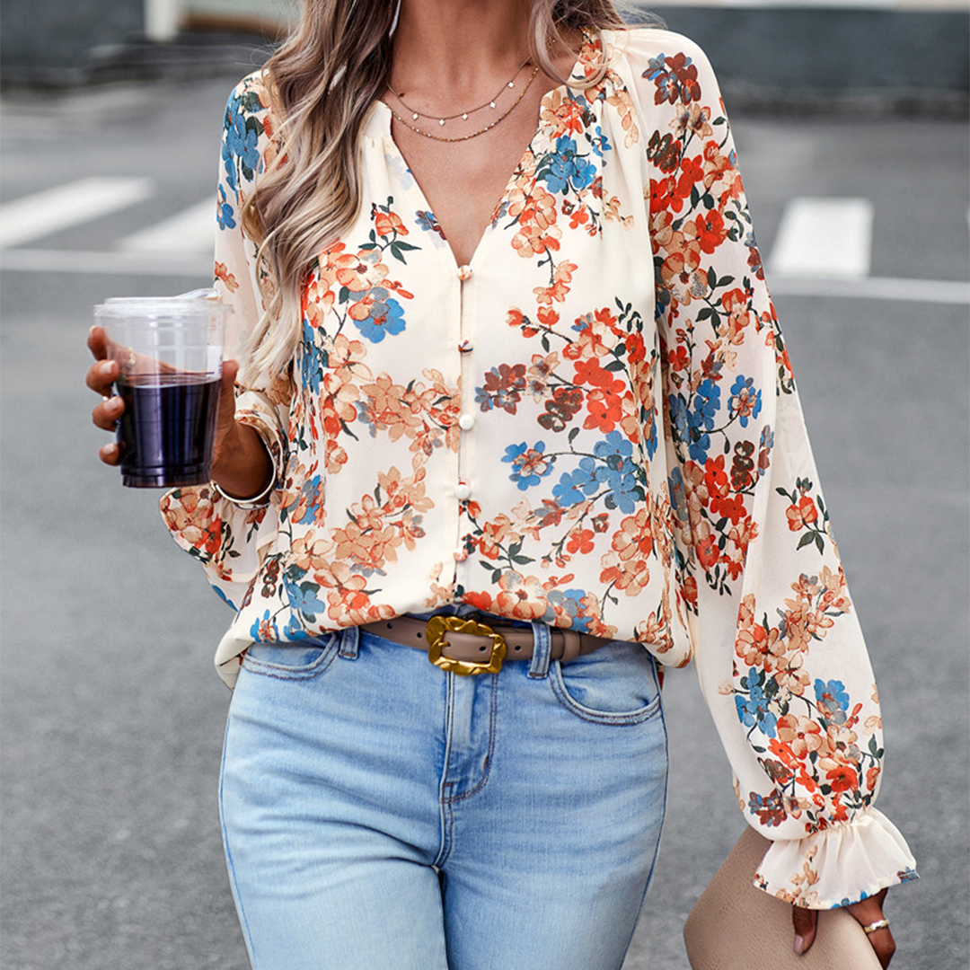 Abby | Blouse met lange mouwen en bloemenprint