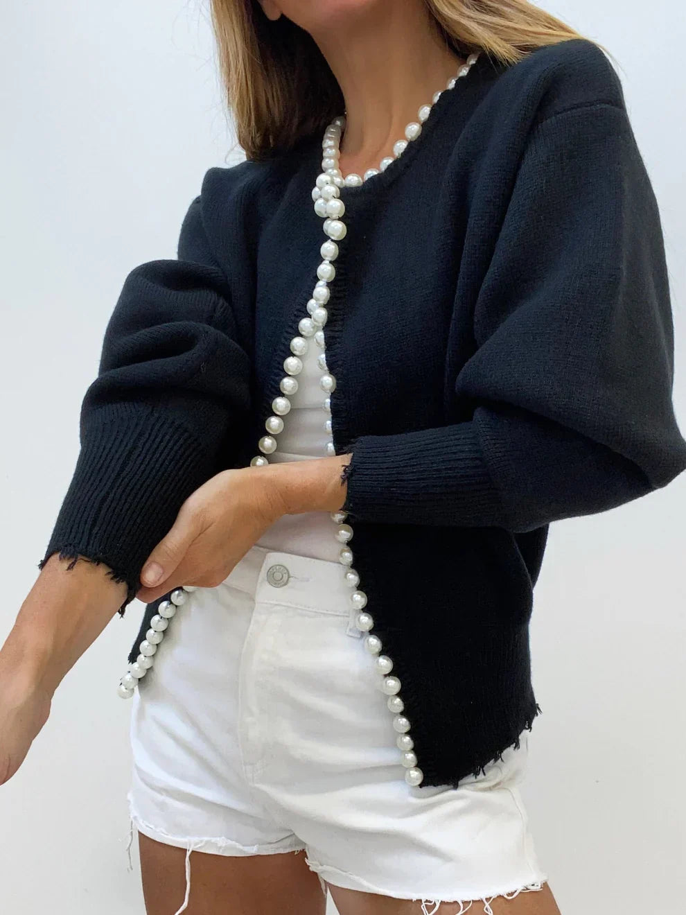 Mireth | Damesvest met parelrand – Chique trui met franjes voor een casual en elegante look