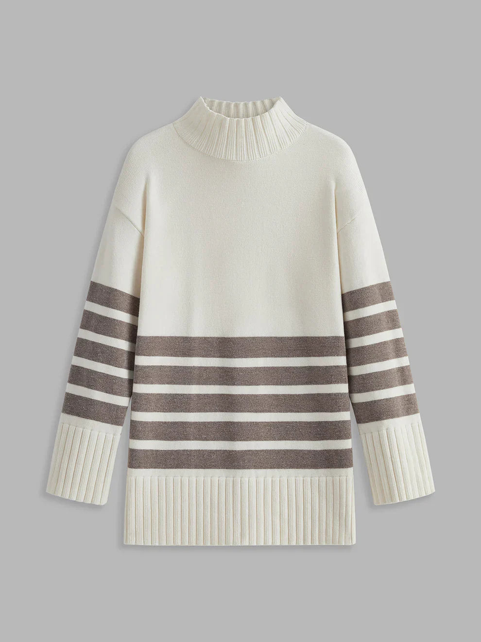 Ilyra | Trui met opstaande kraag – Comfortabele gebreide damestrui, casual wintertop met lange mouwen