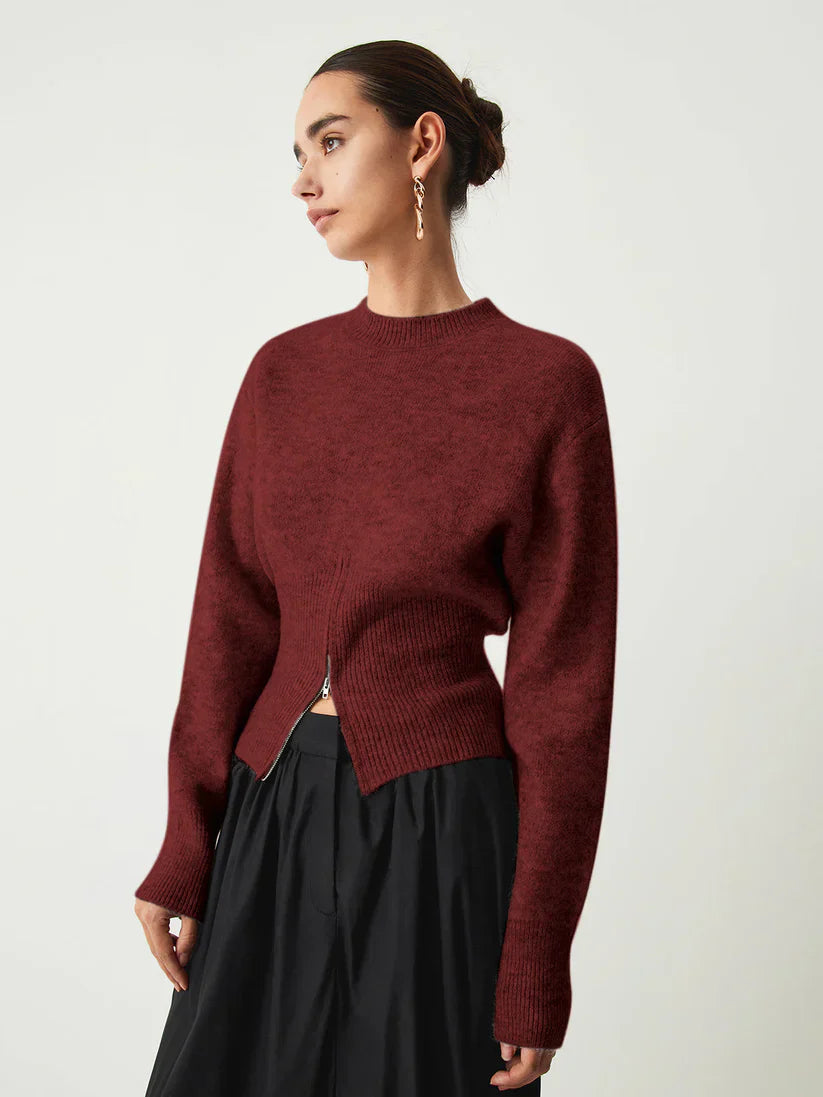 Zylera | Dames trui met halve rits – Relaxte casual sweater voor dagelijks gebruik