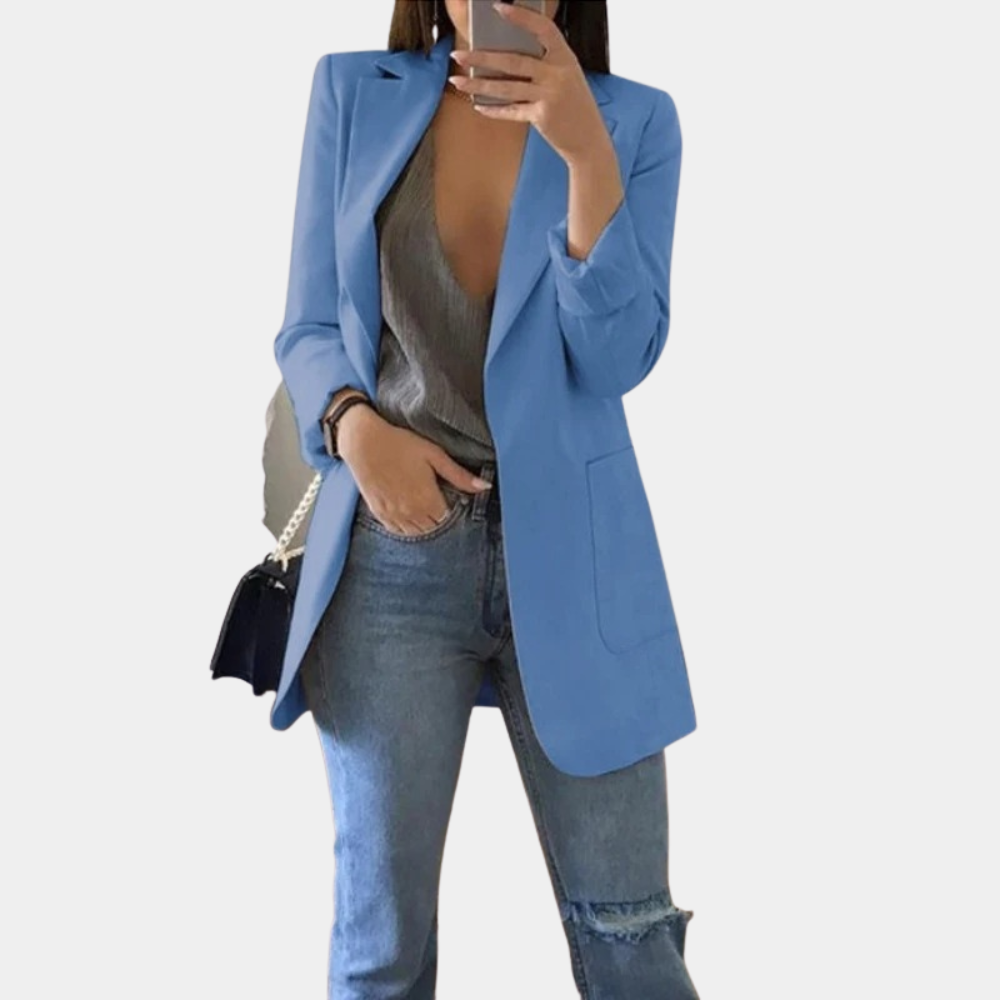 Solivine | Elegante, getailleerde lange blazer voor dames – Chique formeel jasje, zakelijke kantoorjas