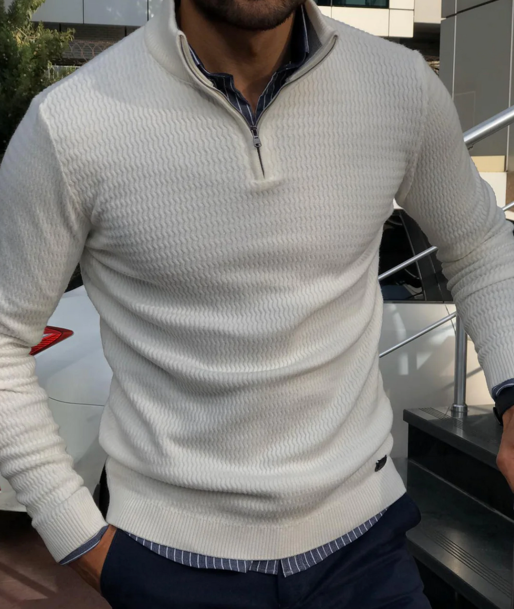 Noah | Elegante pullover met ritssluiting voor heren - Zachte gebreide structuur voor casual en formele gelegenheden