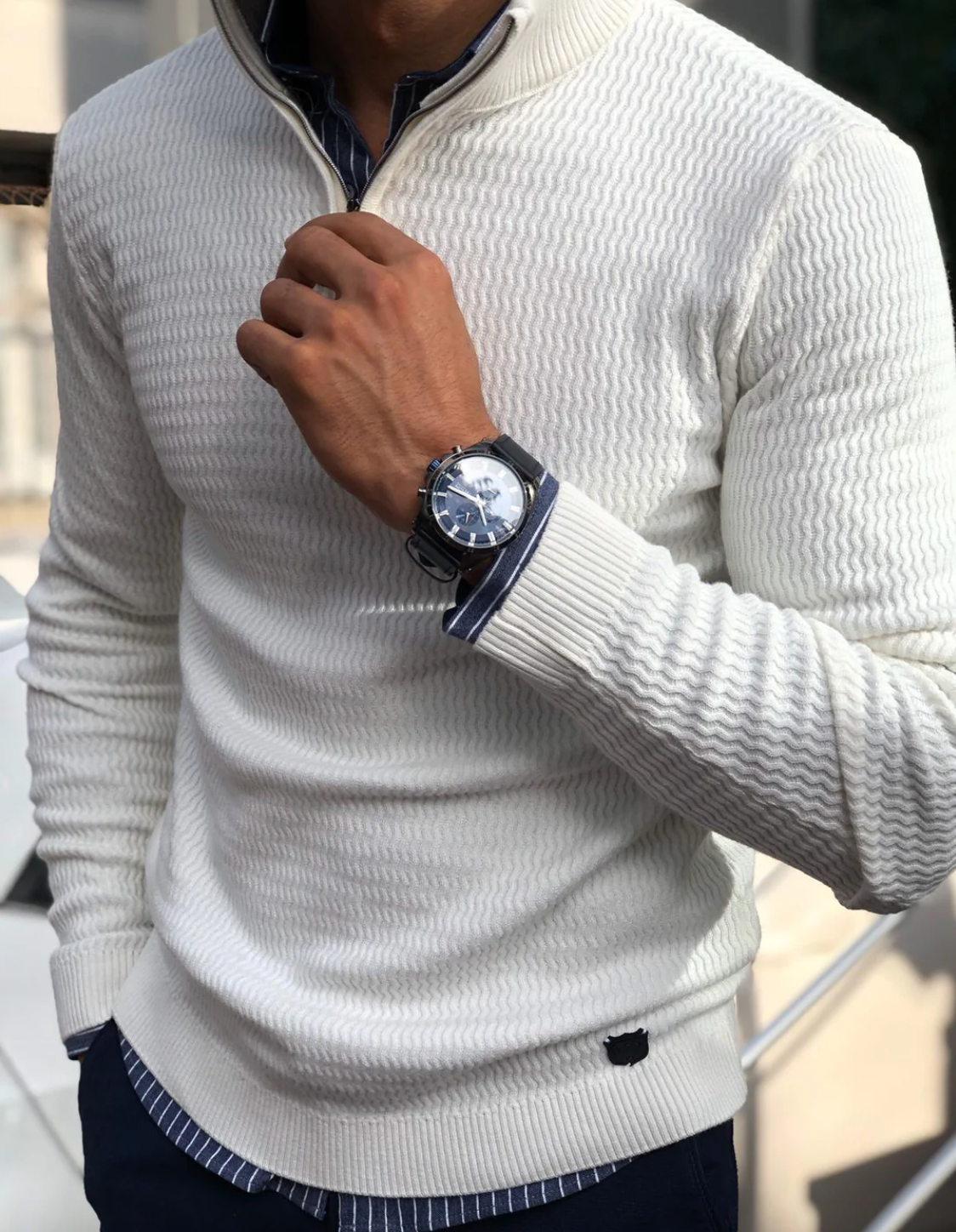 Noah | Elegante pullover met ritssluiting voor heren - Zachte gebreide structuur voor casual en formele gelegenheden