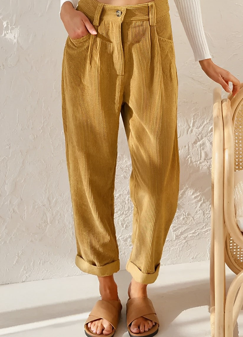 Marguerite | Corduroy broek met hoge taille voor dames - Vintage & comfortabele broek