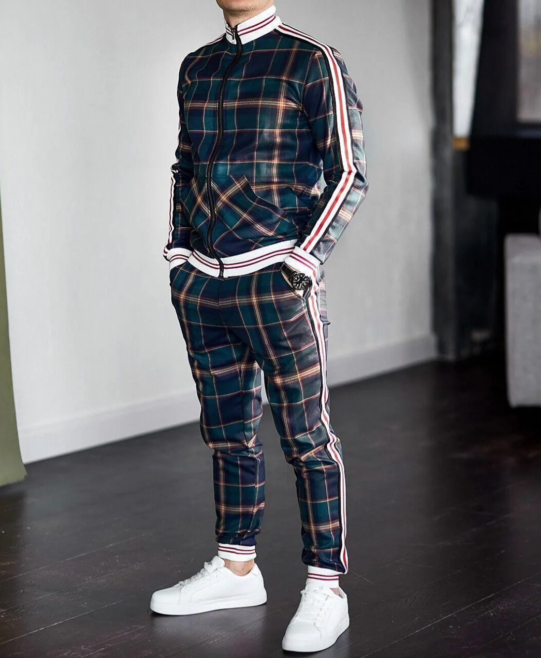 Twan | Ensemble à carreaux moderne pour homme, veste et pantalon, coupe confortable, tenue décontractée et sportive