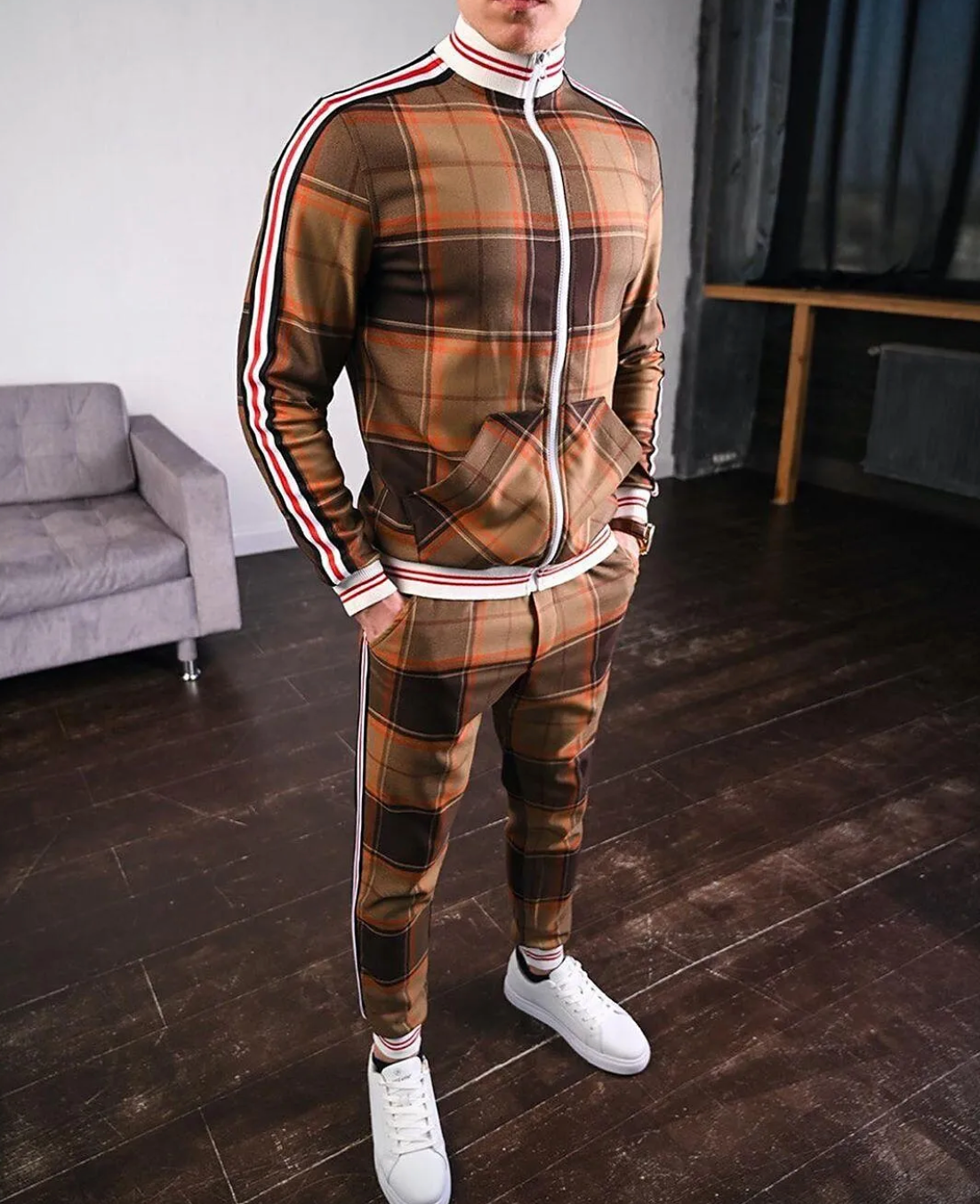Twan | Ensemble à carreaux moderne pour homme, veste et pantalon, coupe confortable, tenue décontractée et sportive
