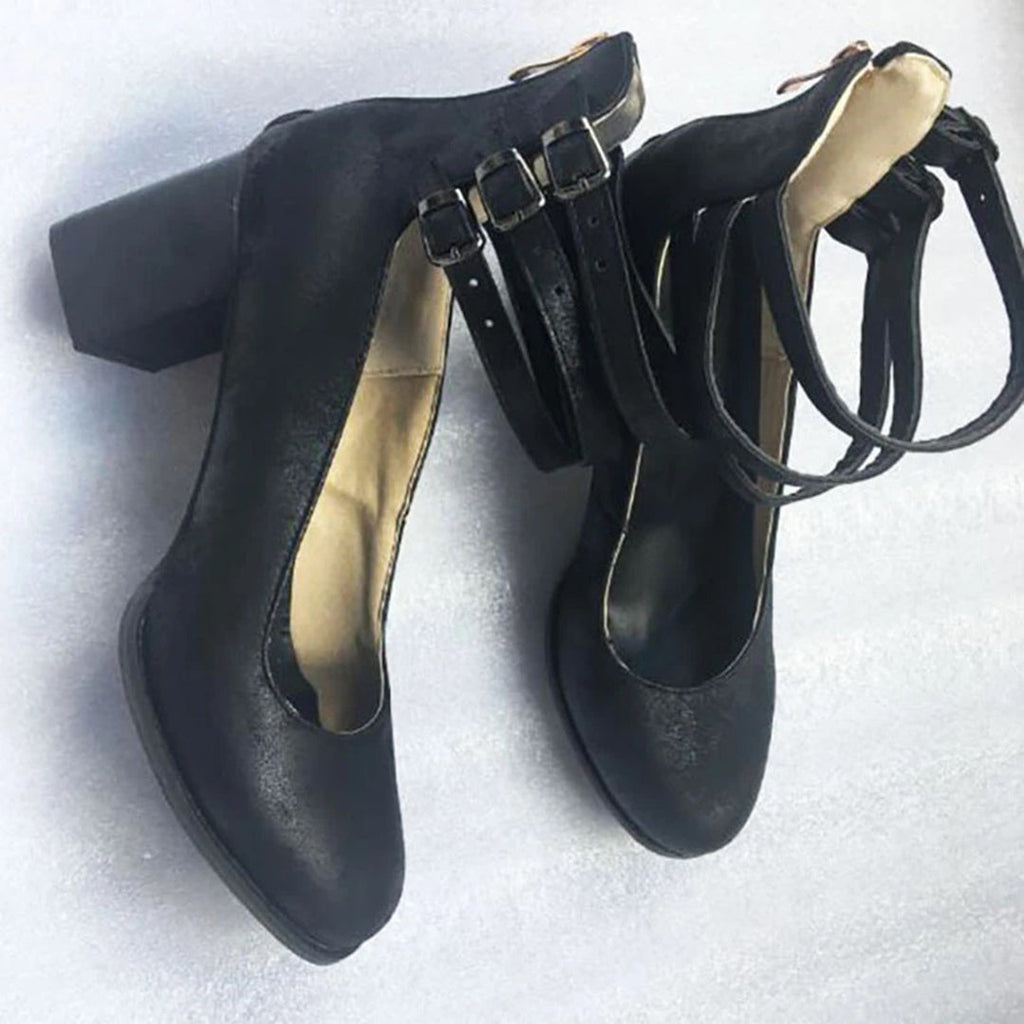 DivaLuxe | Vrouwen Vintage Elegante Enkelband Hoge Hakken Pompen - Klassieke Avond Schoenen