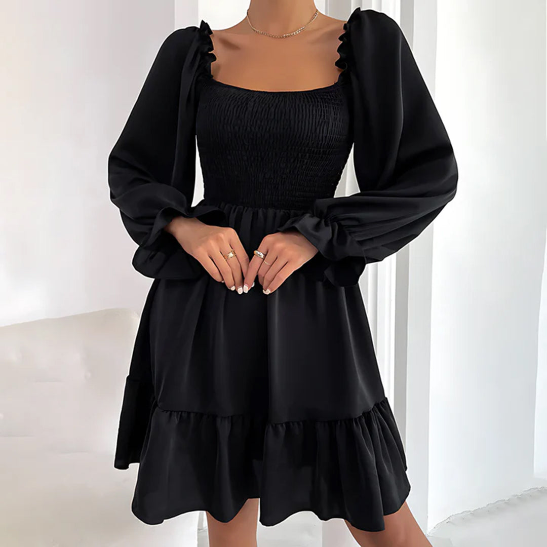 Tarsila | Long Sleeve Square Neck Dress - Elegant Mini Dress