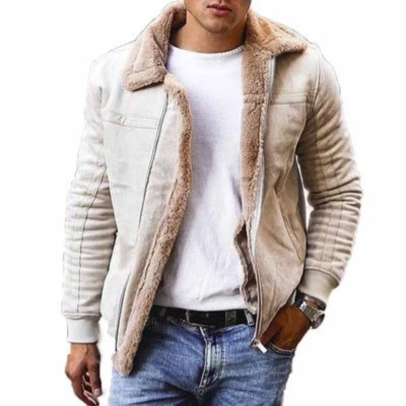 Esric | Vintage pilotenjack voor heren – met fleece gevoerde leren bomberjack, warm en stijlvol