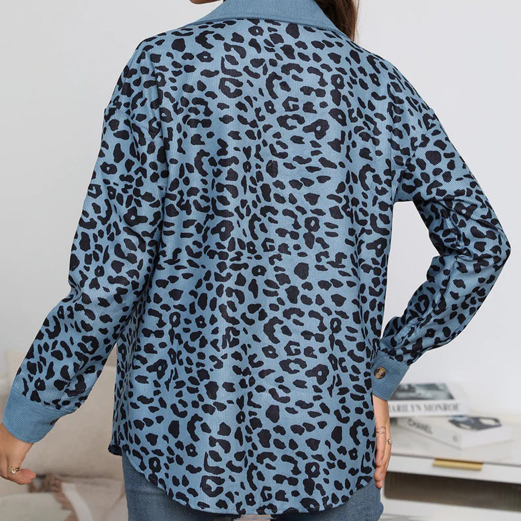 Flavia | Corduroy overhemdjas met luipaardprint voor dames - Stijlvolle en warme bovenkleding