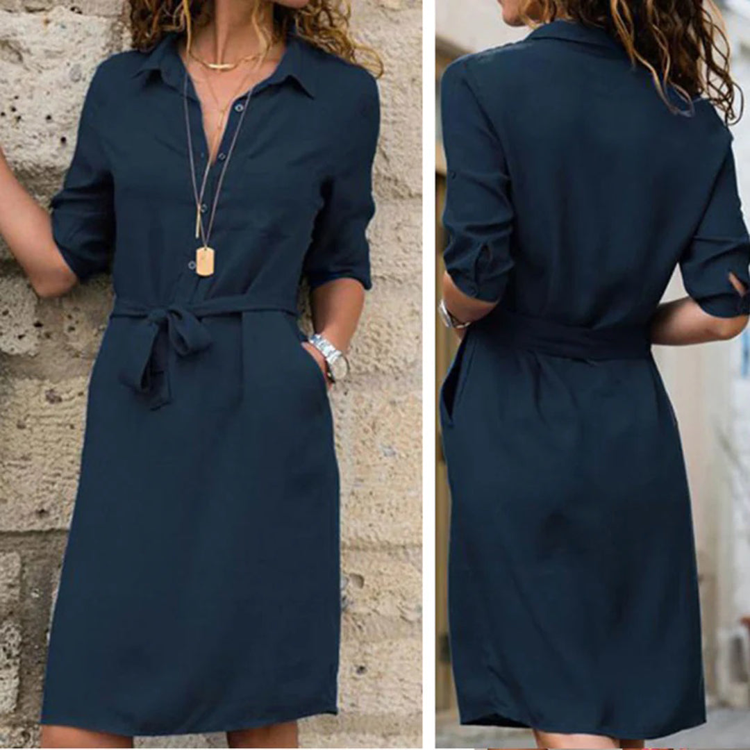 Perseida | Elegant Shirt Dress with Tie Belt - Casual & Chic