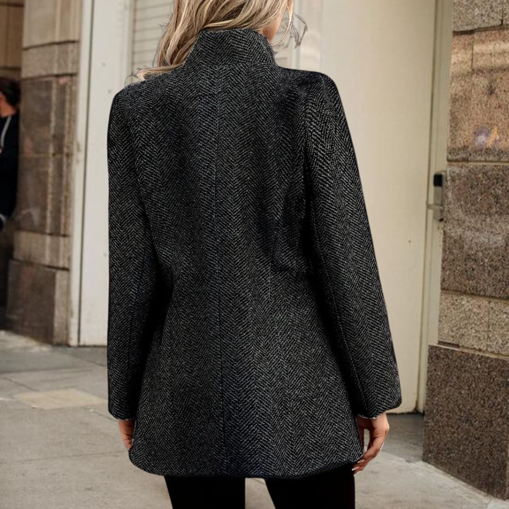 Rania | Elegante blazer met Textuur, open voorkant en staande kraag - stijlvolle jas voor kantoor en vrije tijd