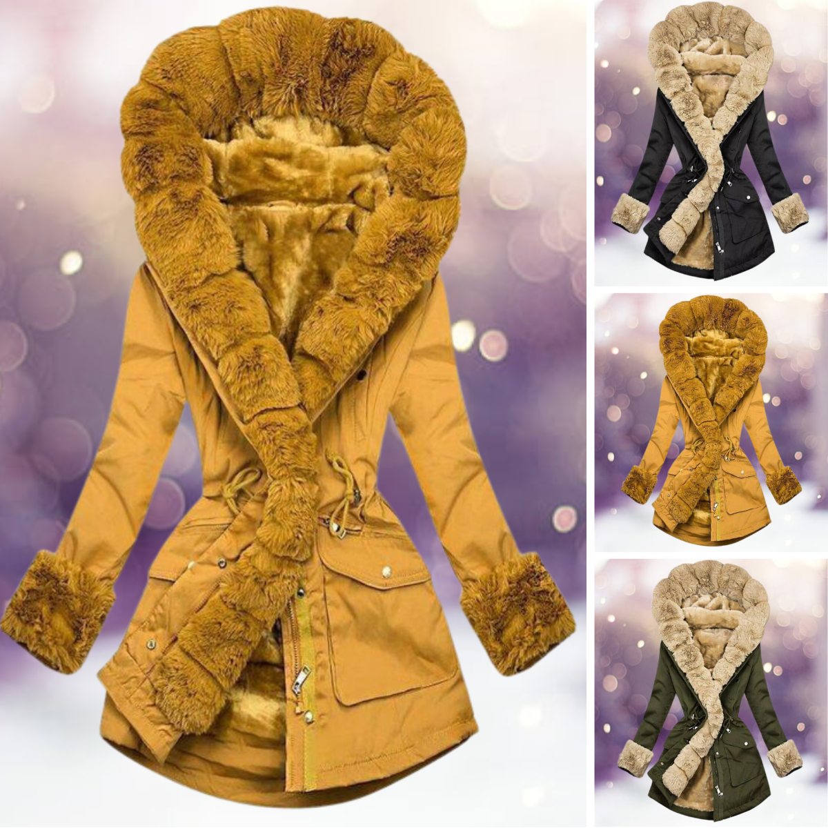 Bohdana | Warme Modejas met Knusse Pluche Voering & Capuchon - Winter Bovenkleding voor Vrouwen
