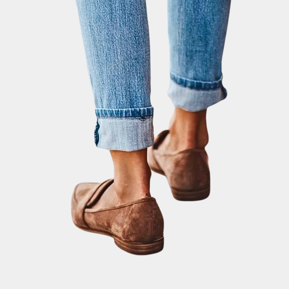 Evoque | Suède loafers voor dames – elegante instapschoenen met spitse neus, comfortabele