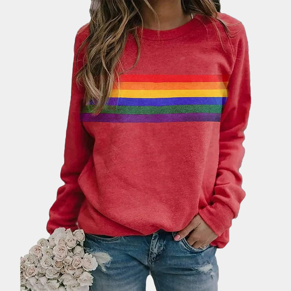 Mahika | Klassieke damestrui met regenboogstrepen - Zachte en stijlvolle trui