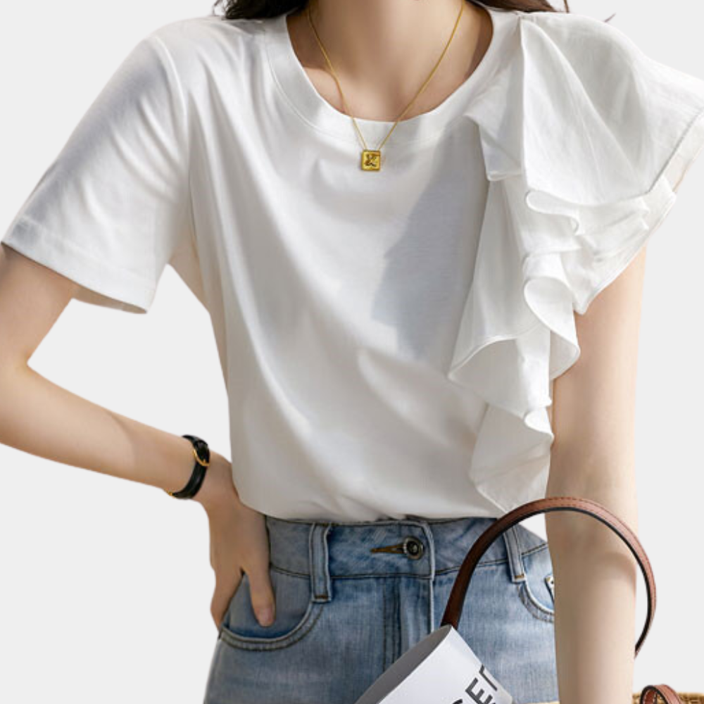 Corisande | Stijlvolle damesblouse met ruches, elegant passend ontwerp, casual & formele kleding
