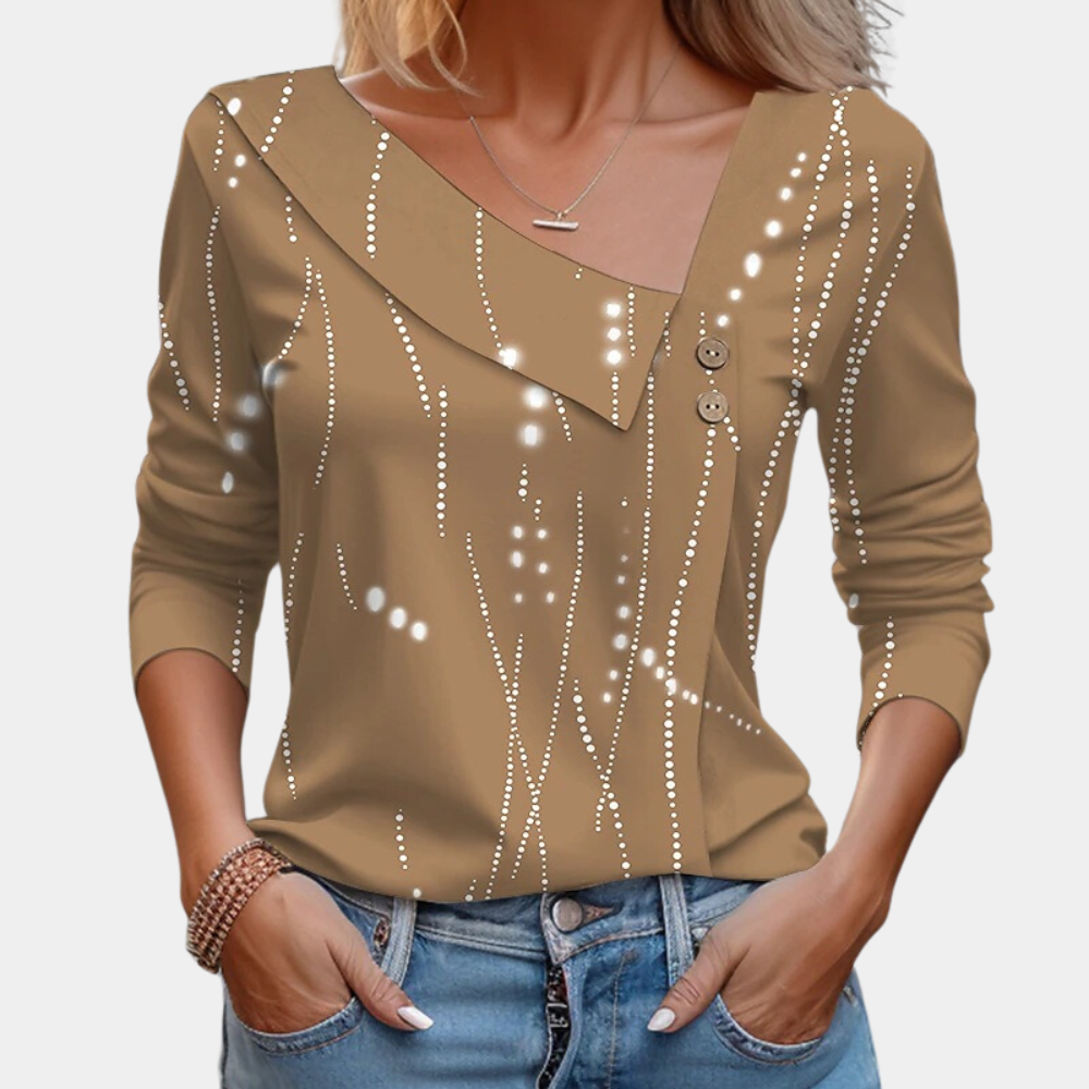 Thevanya | Women's floral print blouse - Stylish, elegant long-sleeved top