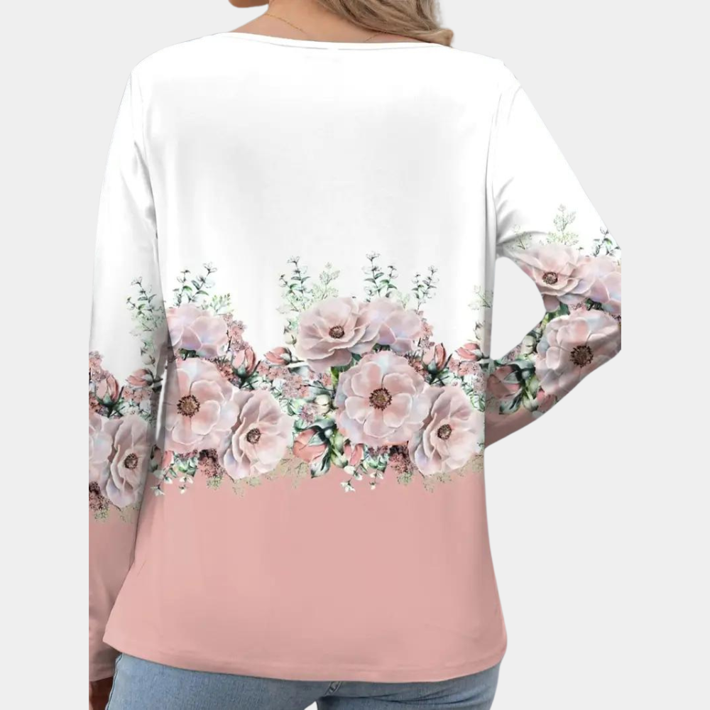 Thevanya | Chemisier à imprimé floral pour femme - Haut élégant et raffiné à manches longues