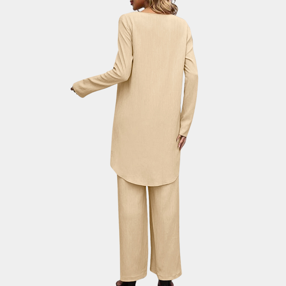 Ythelle | Dames Blouse & Broek Set met Onregelmatige Hemd - Elegante Casual Outfit