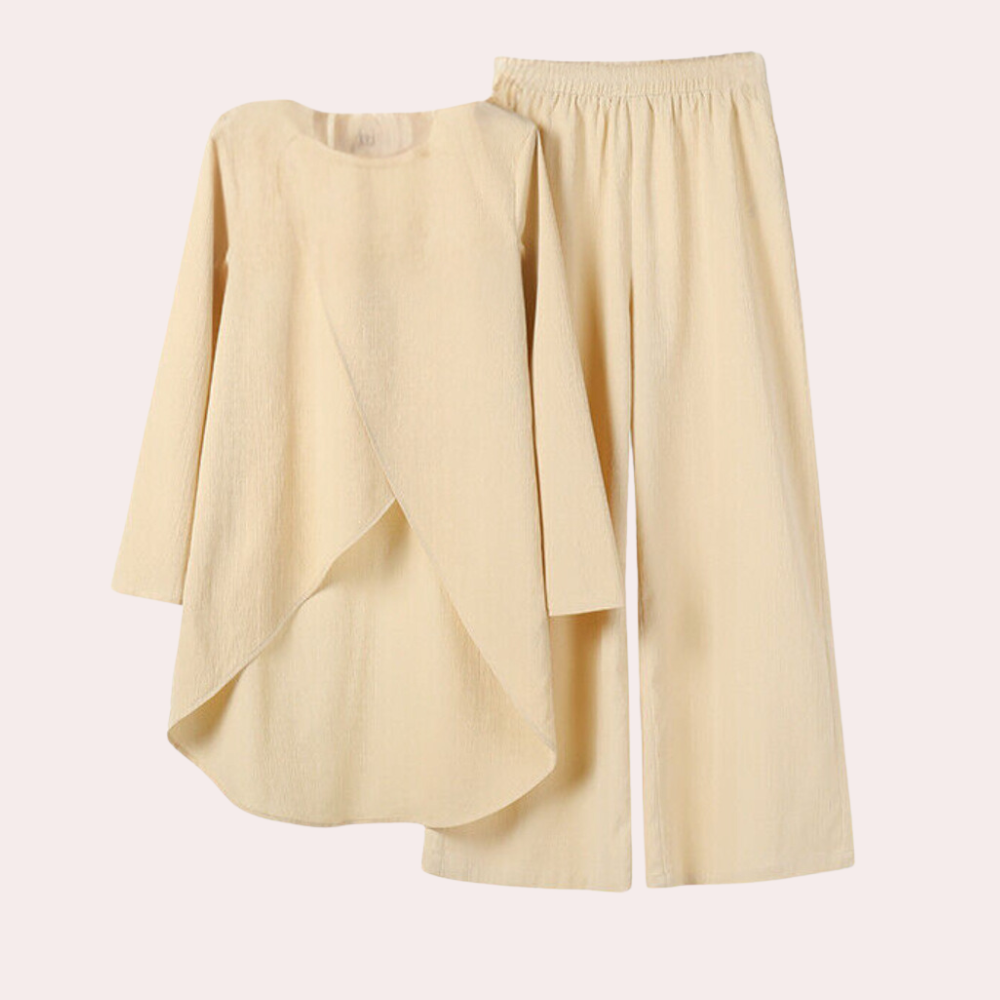 Ythelle | Dames Blouse & Broek Set met Onregelmatige Hemd - Elegante Casual Outfit