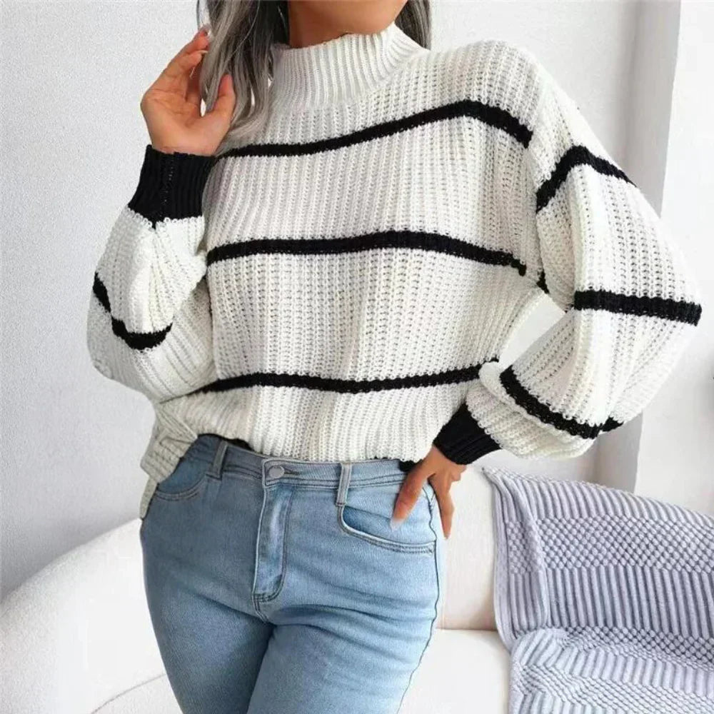 Azalea | Gebreide coltrui met streepjes - warm, casual en stijlvol