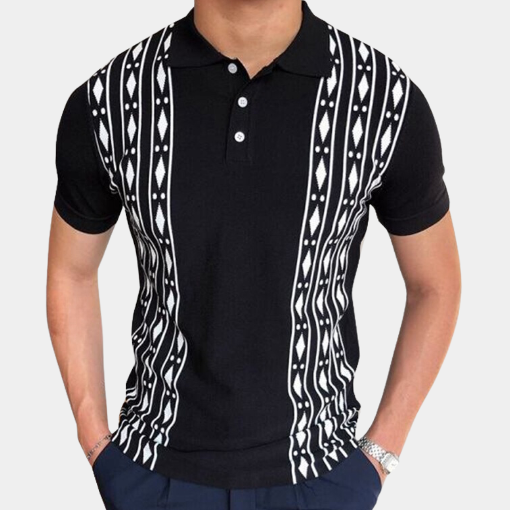 Wylaris | Elegant gebreid herenpoloshirt met geometrisch patroon