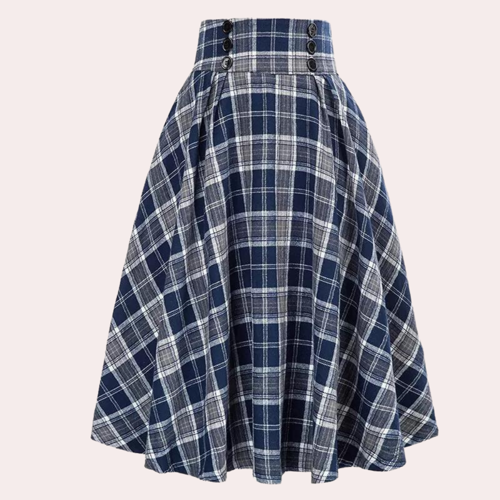 Jiselle | Rokrok met hoge taille - Stijlvolle geruite rok voor casual & kantoorkleding