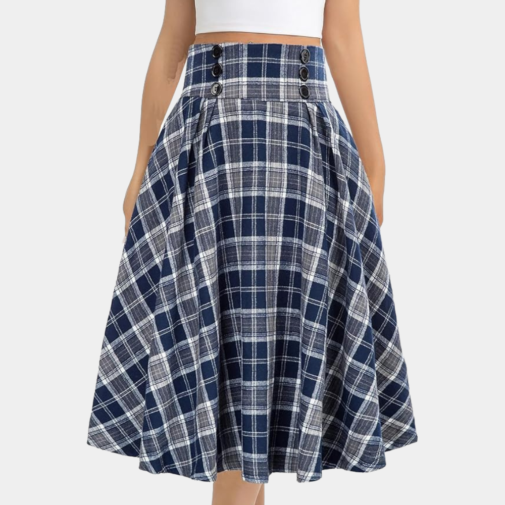 Jiselle | Rokrok met hoge taille - Stijlvolle geruite rok voor casual & kantoorkleding