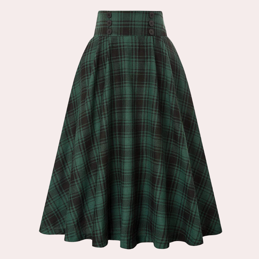 Jiselle | Rokrok met hoge taille - Stijlvolle geruite rok voor casual & kantoorkleding
