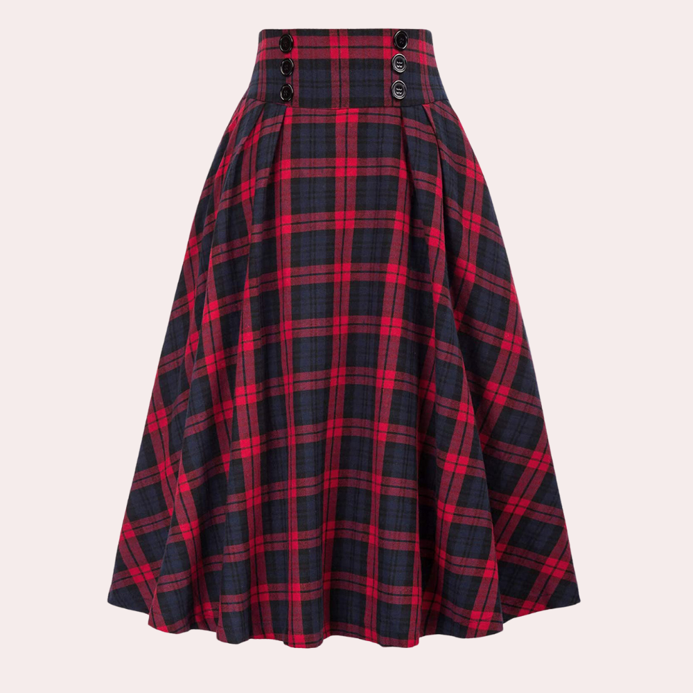 Jiselle | Rokrok met hoge taille - Stijlvolle geruite rok voor casual & kantoorkleding