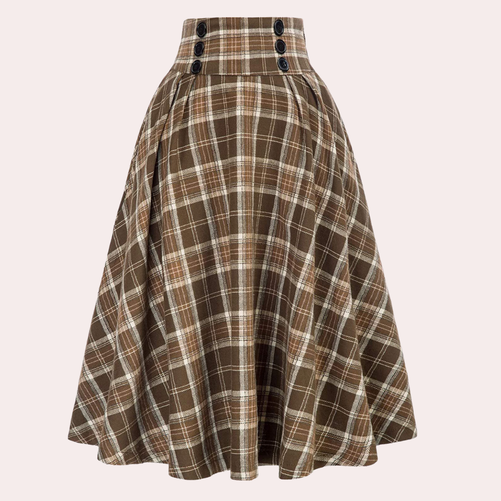 Jiselle | Rokrok met hoge taille - Stijlvolle geruite rok voor casual & kantoorkleding