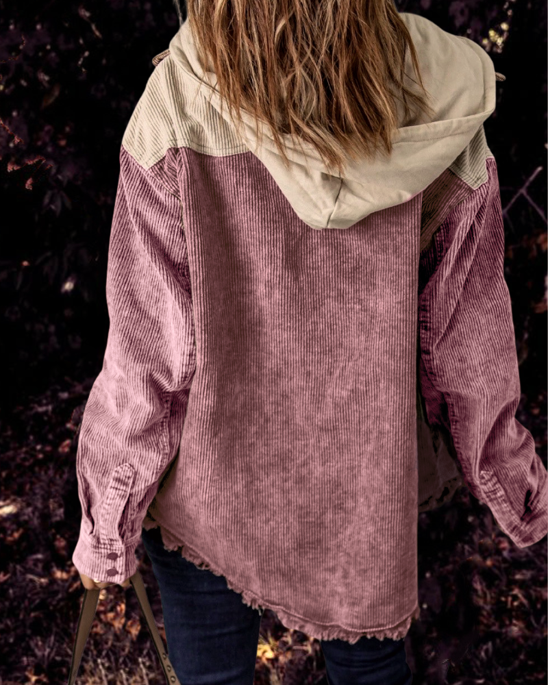 Peony | Retro Corduroy Los Hemdjasje met Capuchon voor Dames - Casual mode Bovenkleding