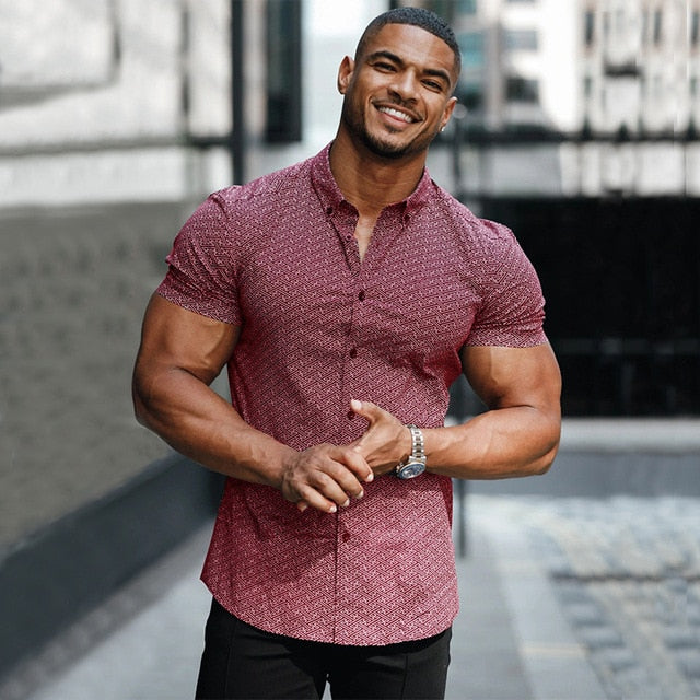 Evorius | Men's Short Sleeve Muscle Shirt - Slim Fit for Everyday Wear