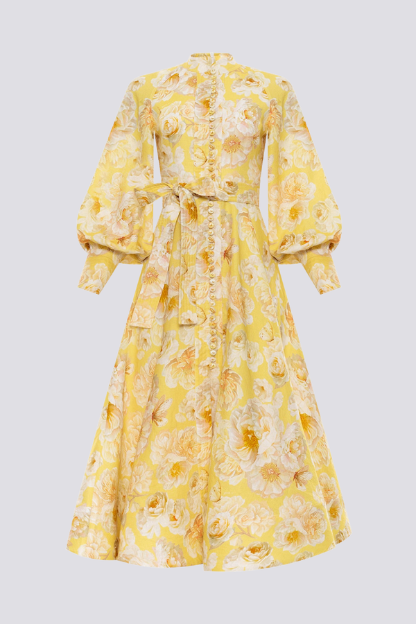 Velia | Maxi-jurk met bloemenprint voor dames – boho elegante lange jurk met ballonmouwen