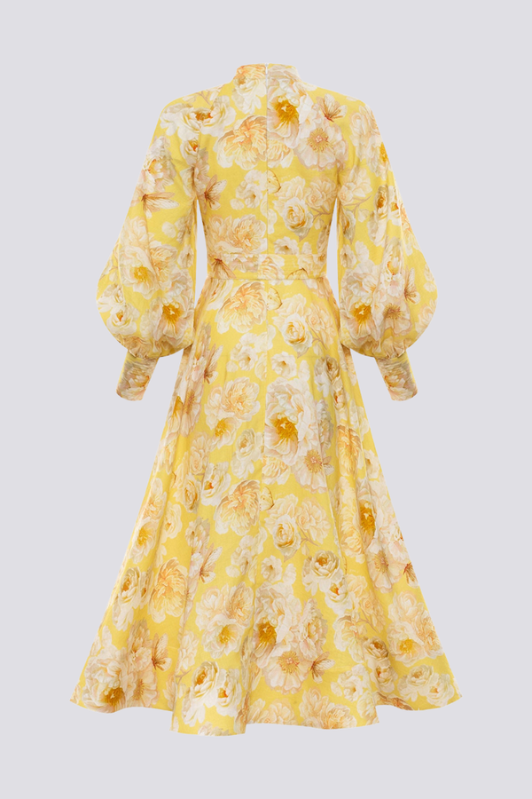 Soriae | Dames zomer maxi-jurk – elegante bloemenjurk met ballonmouwen