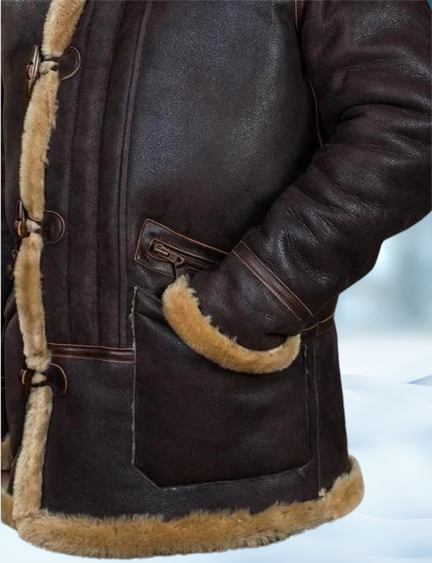 Heinrich | Heren imitatieleren pilotenjack met sherpa fleece voering – Warme winterjas