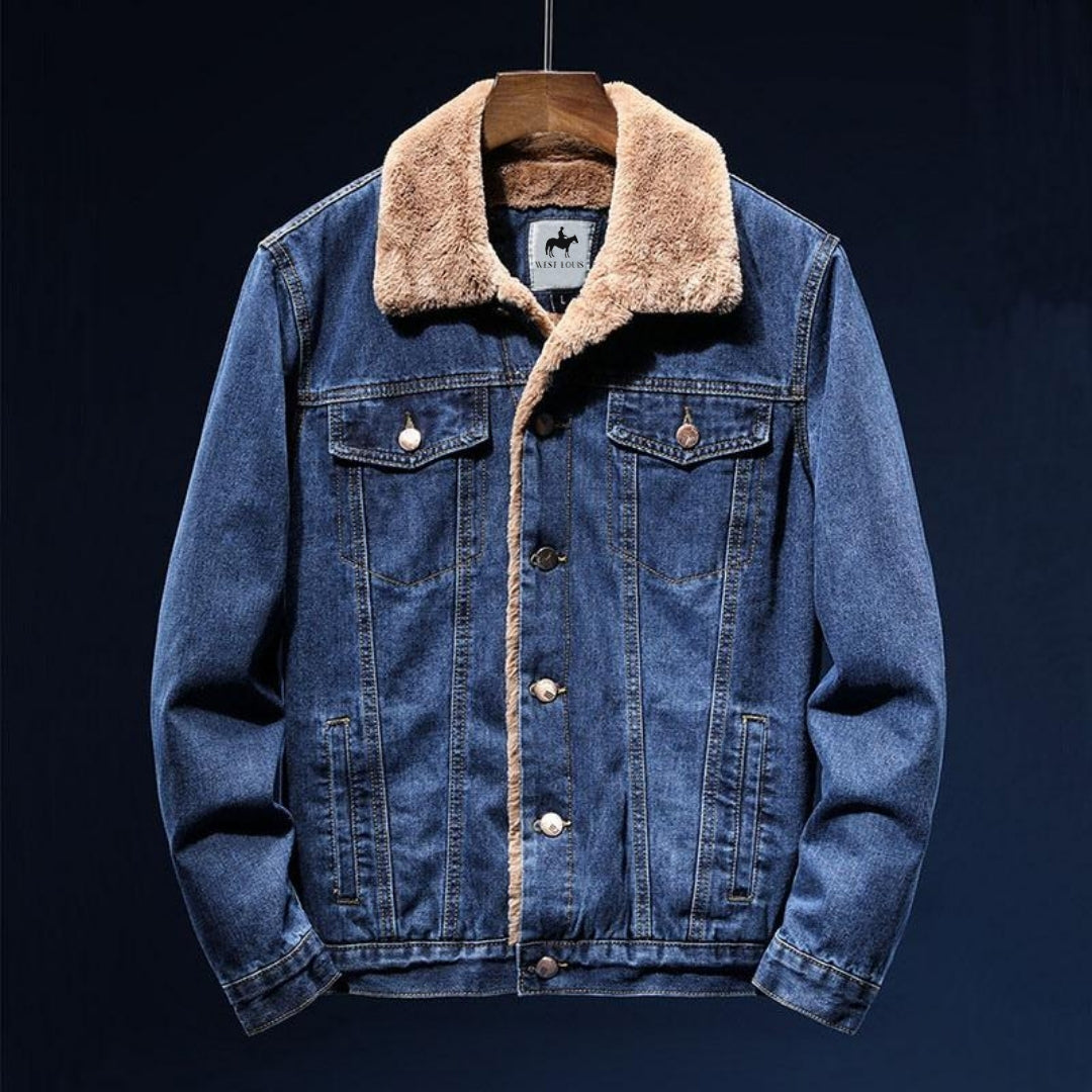 Rafferty | Men's Blue Denim Winter Jacket with Sherpa Lining - Warm and Stylish