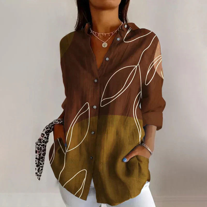 Daya | Elegante damesblouse – Vintage-stijl blouse met lange mouwen en knoopsluiting
