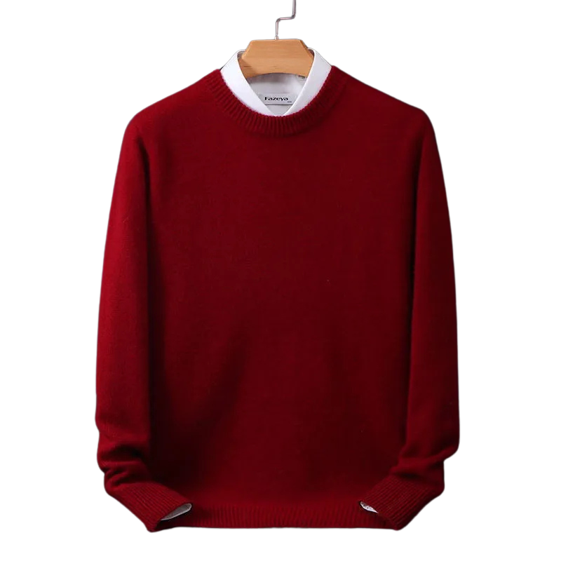 Afren | Herenkasjmier trui met ronde hals – zachte, lichtgewicht gebreide pullover