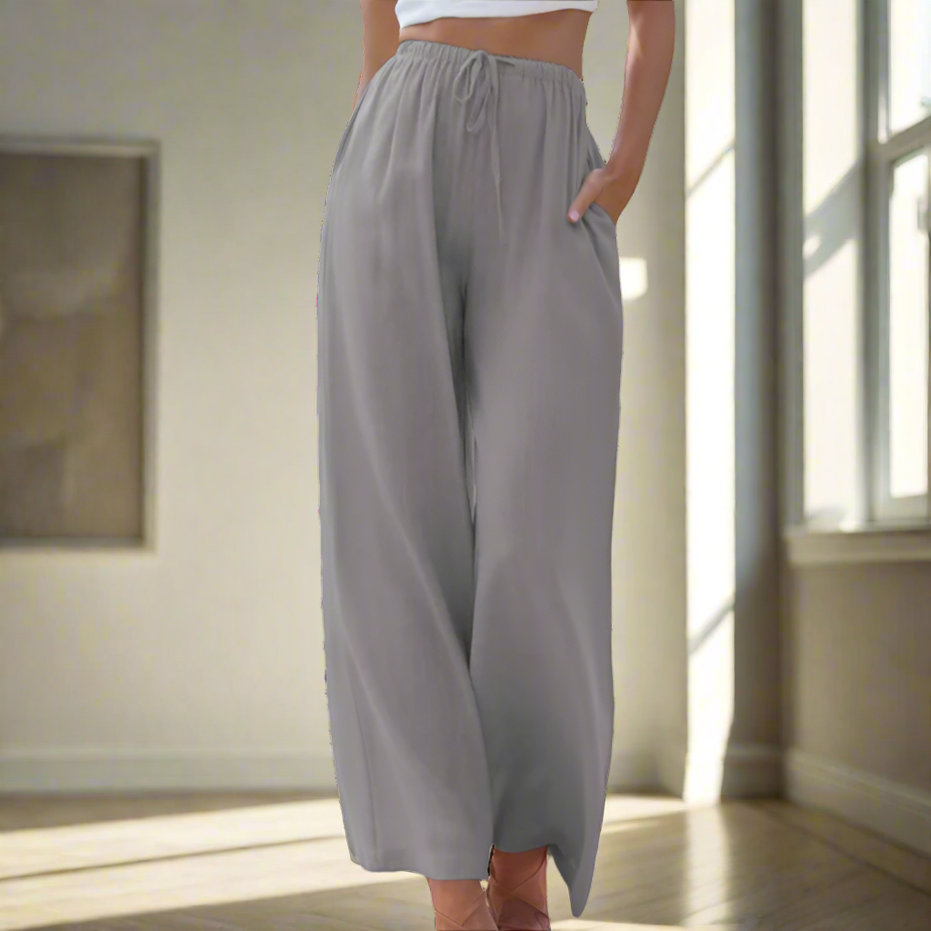 Caine | Chique damesbroek met wijde pijpen – Elegante kantoorbroek met hoge taille
