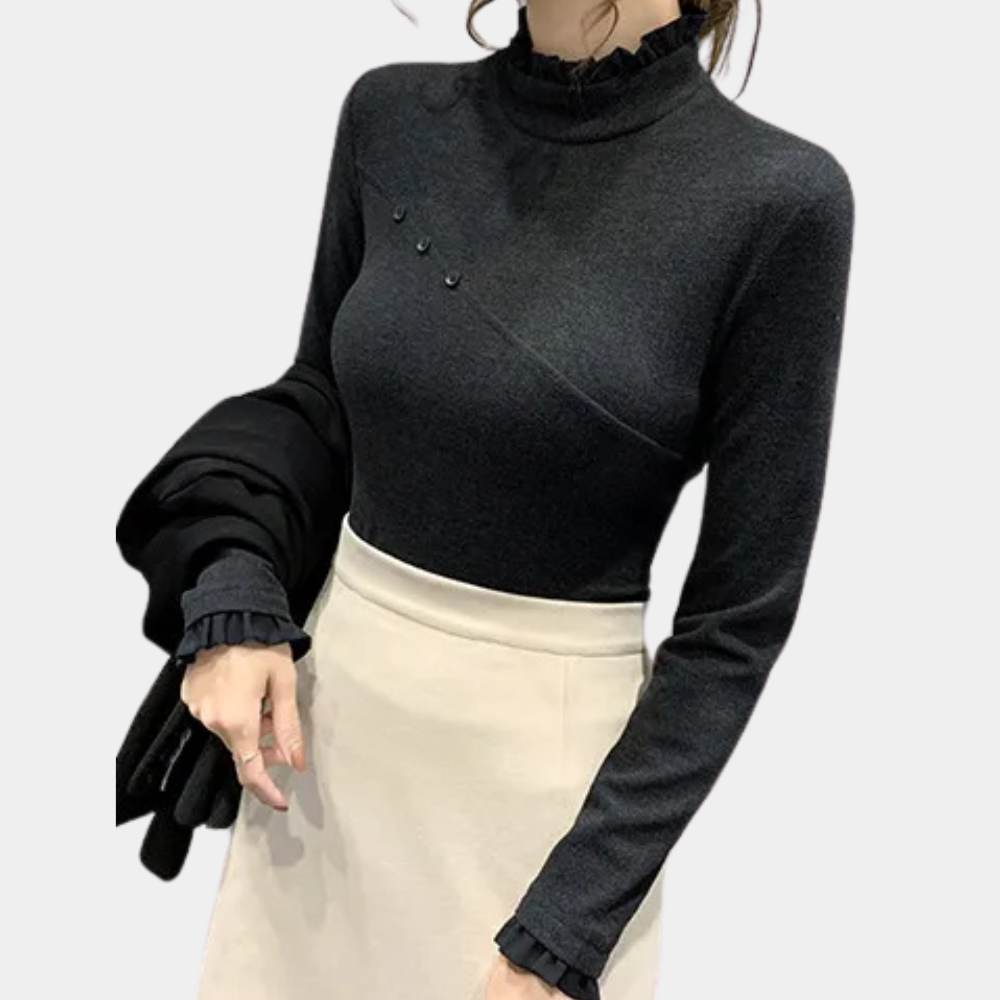 Nysa | Warme damesblouse met lange mouwen - Casual, zachte stof, lichtgewicht, perfect voor laagjes, comfortabele pasvorm, veelzijdig voor dagelijks gebruik