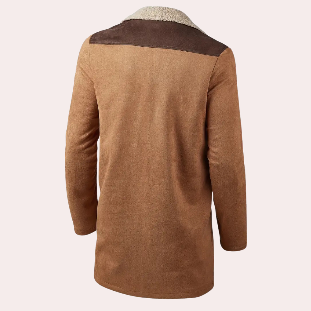Zallan | Suède leren trenchcoat voor heren – Warm gevoerde winterjas, klassieke lange overjas