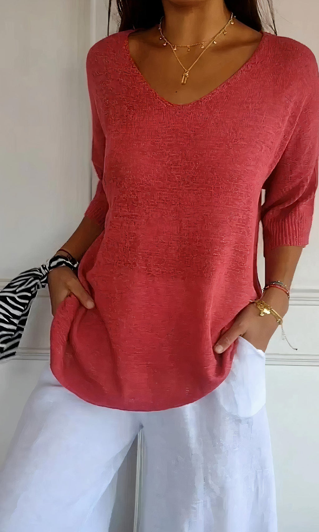 Gebreide top met V-hals - Evi