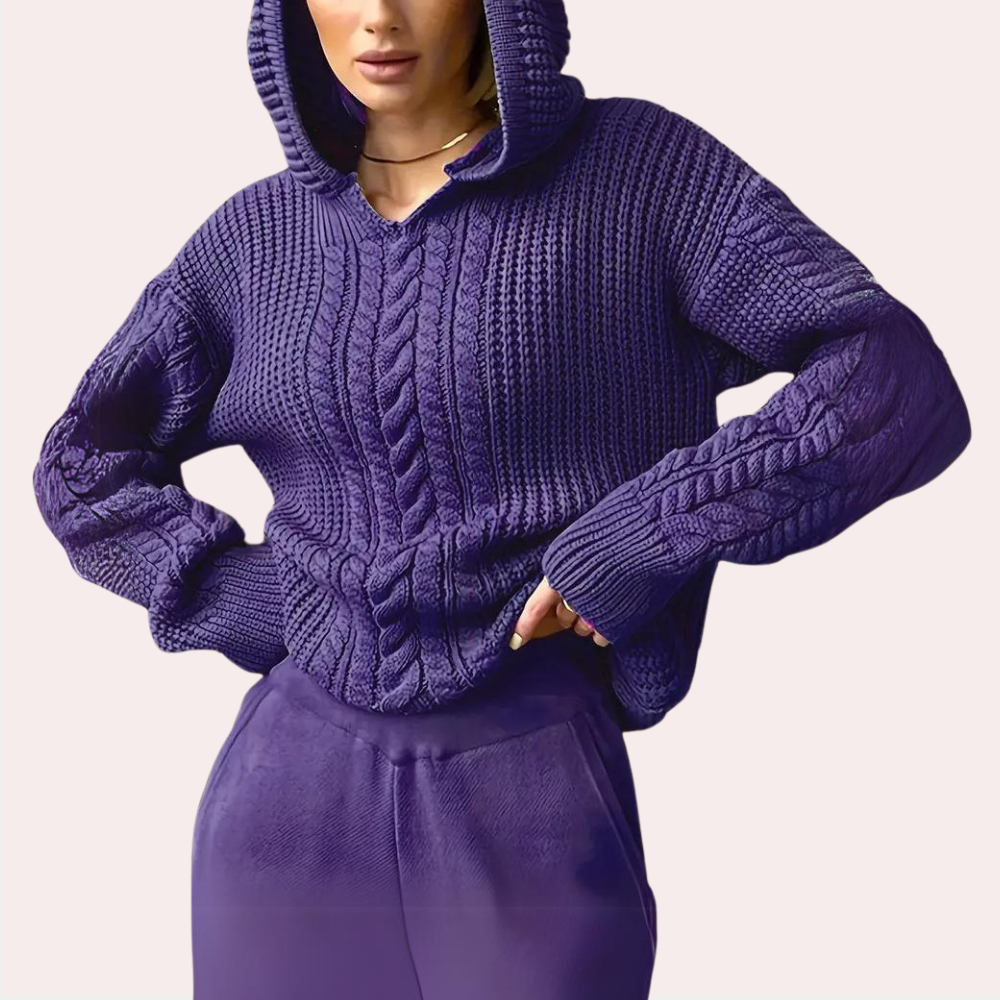 Fiorenza | Sweat à capuche en maille pour femme - Un pull doux, polyvalent et confortable pour toutes les saisons