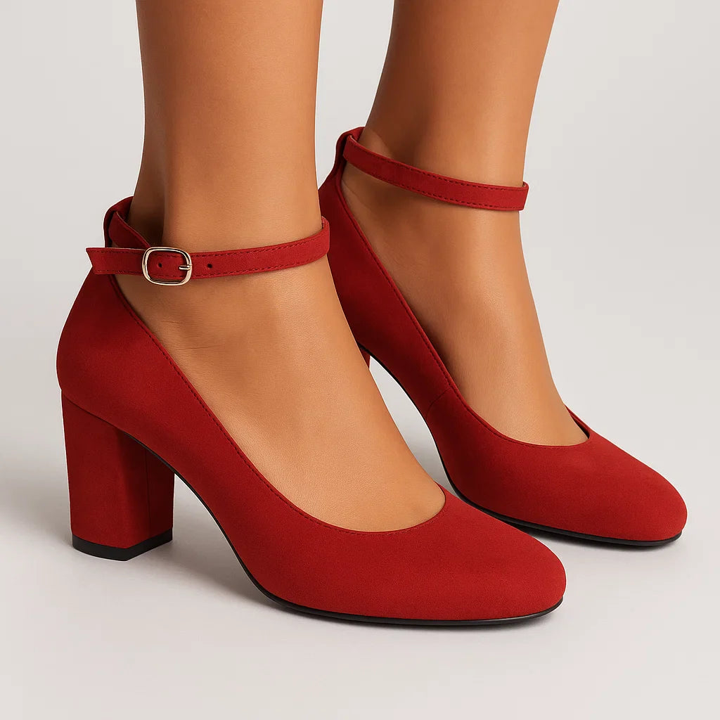 Veloura | Mary Jane-pumps voor dames – elegante blokhak, comfortabele geklede schoenen, ronde neus