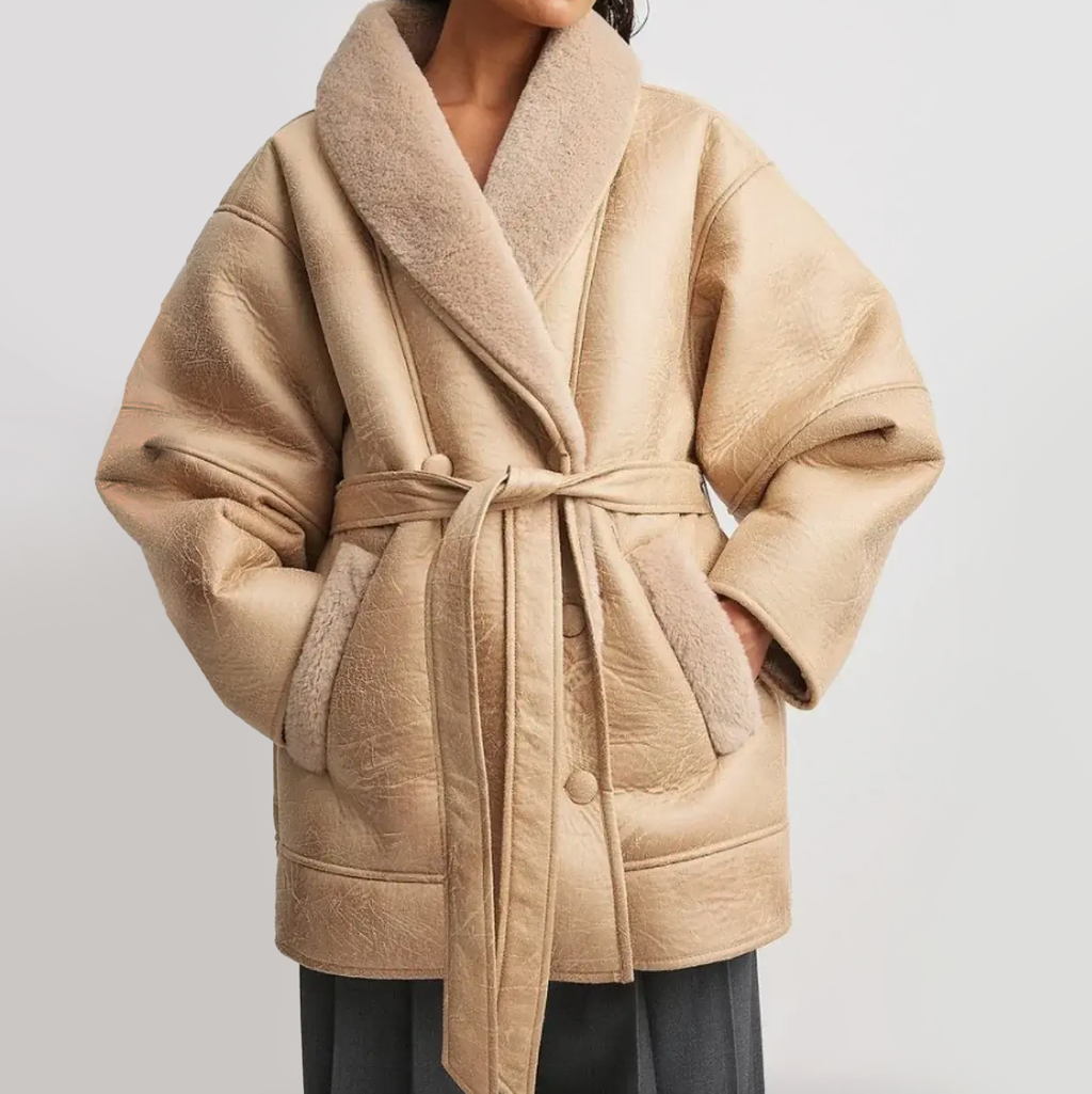 Noelle | Women's Winter Fleece-Lined Jacket with Tie Belt – Warm, Stylish Winter Coat